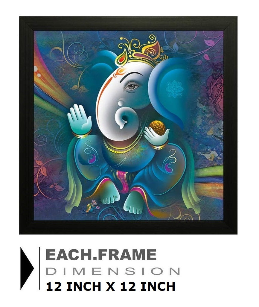 Nobility Ganesha Painting UV textured Design Hindu Religious Framed Wall Art Statue