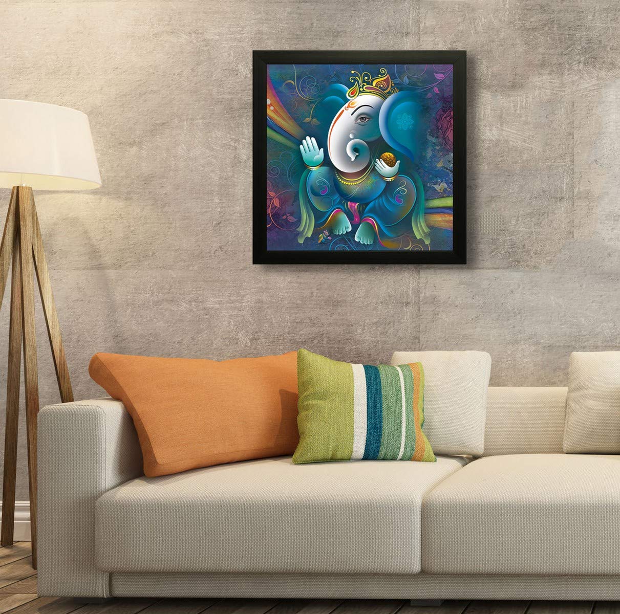 Nobility Ganesha Painting UV textured Design Hindu Religious Framed Wall Art Statue