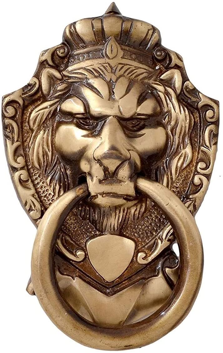 Bengalen Victorian Style Brass Door & Gate Knocker Lion Mouth Premium Antique Finish Handle Pull Door Accessories Home Decor