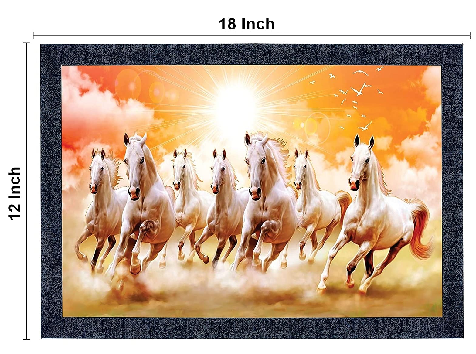 Nobility Seven Lucky Running Horses Painting Vastu Wall Art Decoration for Home, Living Room, Office, Gift for Friends or Family
