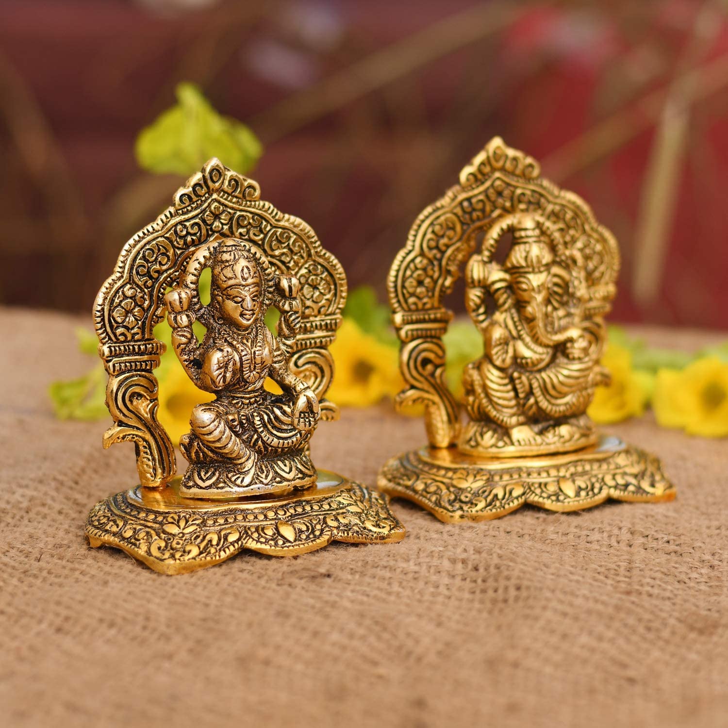Bengalen Aluminium Laxmi Ganesha Set Idol Showpiece Statue