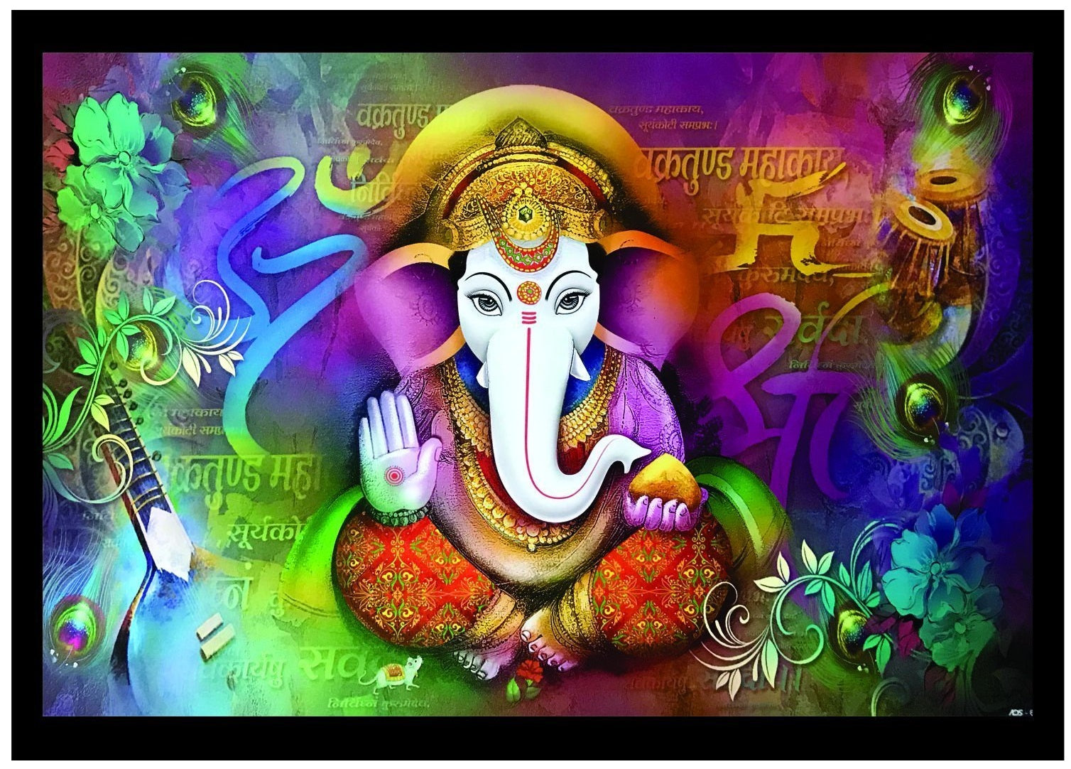 Nobility Ganesha Framed Painting - Special Effect Textured Wall Art
