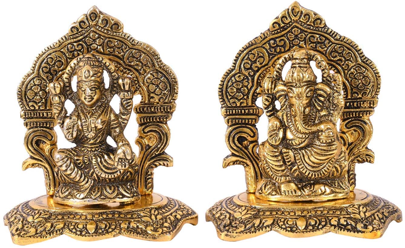 Bengalen Aluminium Laxmi Ganesha Set Idol Showpiece Statue