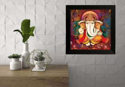 আভিজাত্য গণেশ ফ্রেমযুক্ত পেন্টিং ওয়াল আর্ট মূর্তি