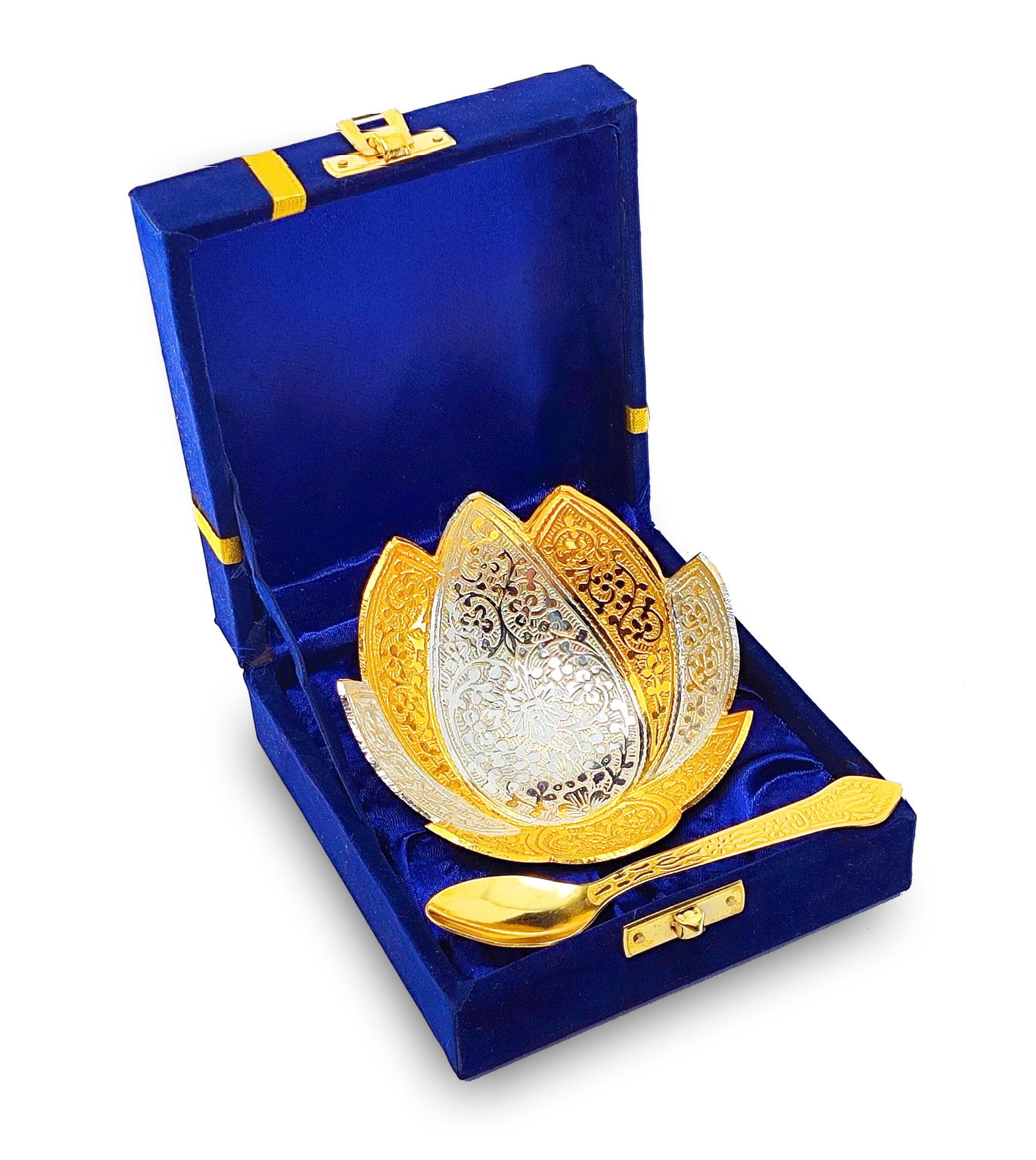 BENGALEN Gold & Silver Plated Bowl Spoon Set