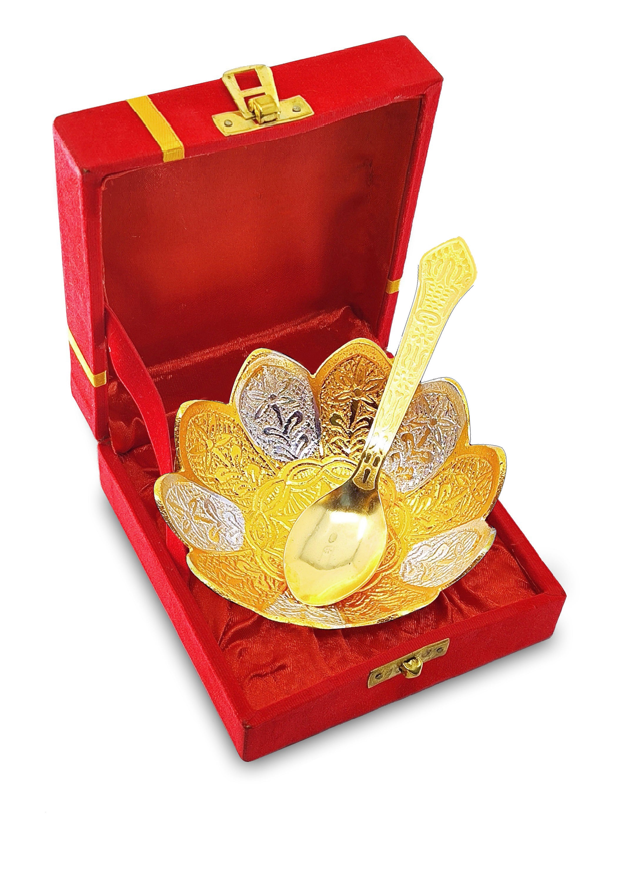 BENGALEN Gold & Silver Plated Bowl Spoon Set