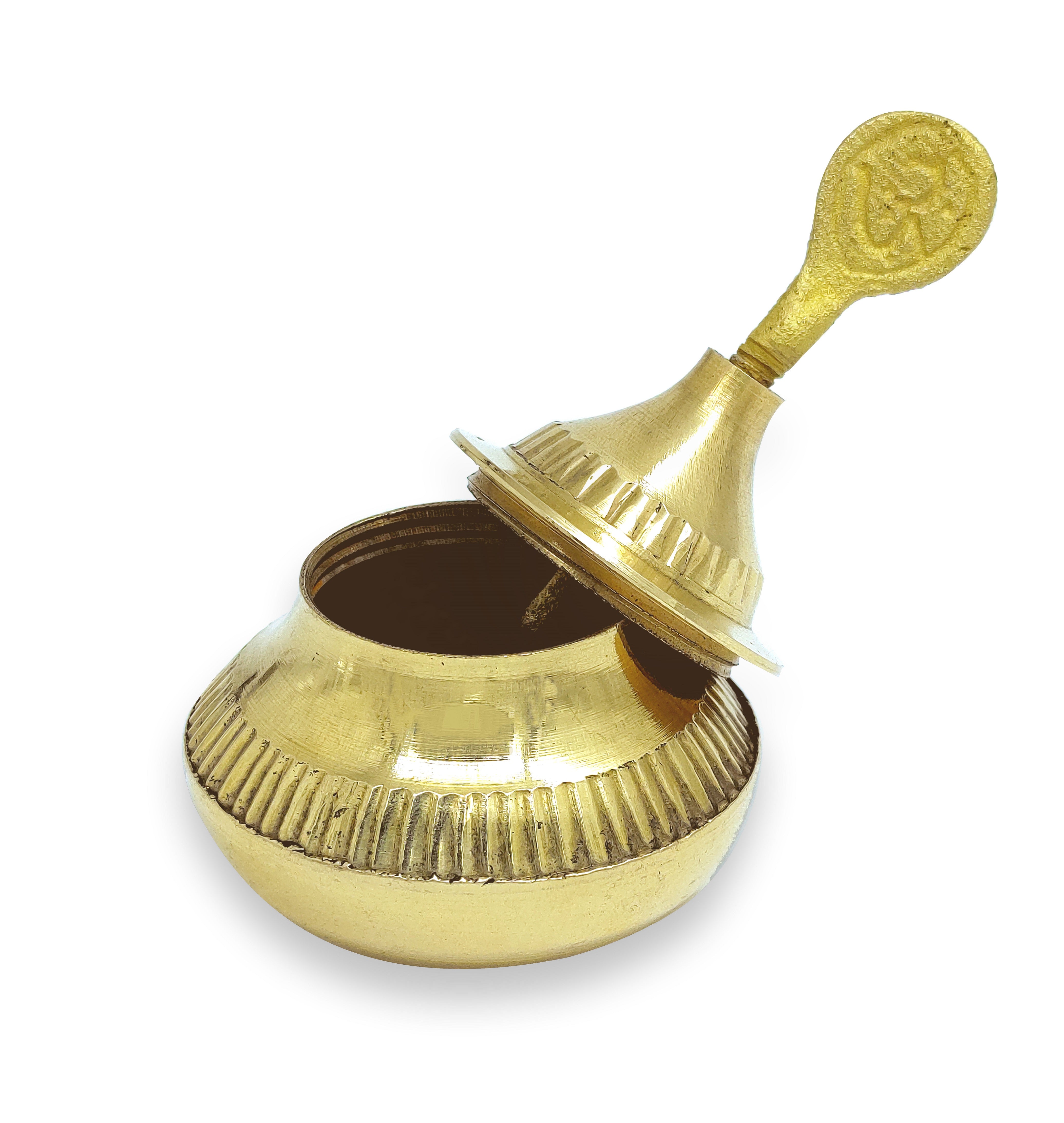 BENGALEN Brass Handcrafted Sindoor Dibbi Kumkum Box Sindur Dani Traditional Round Design For Gift & Fancy Round