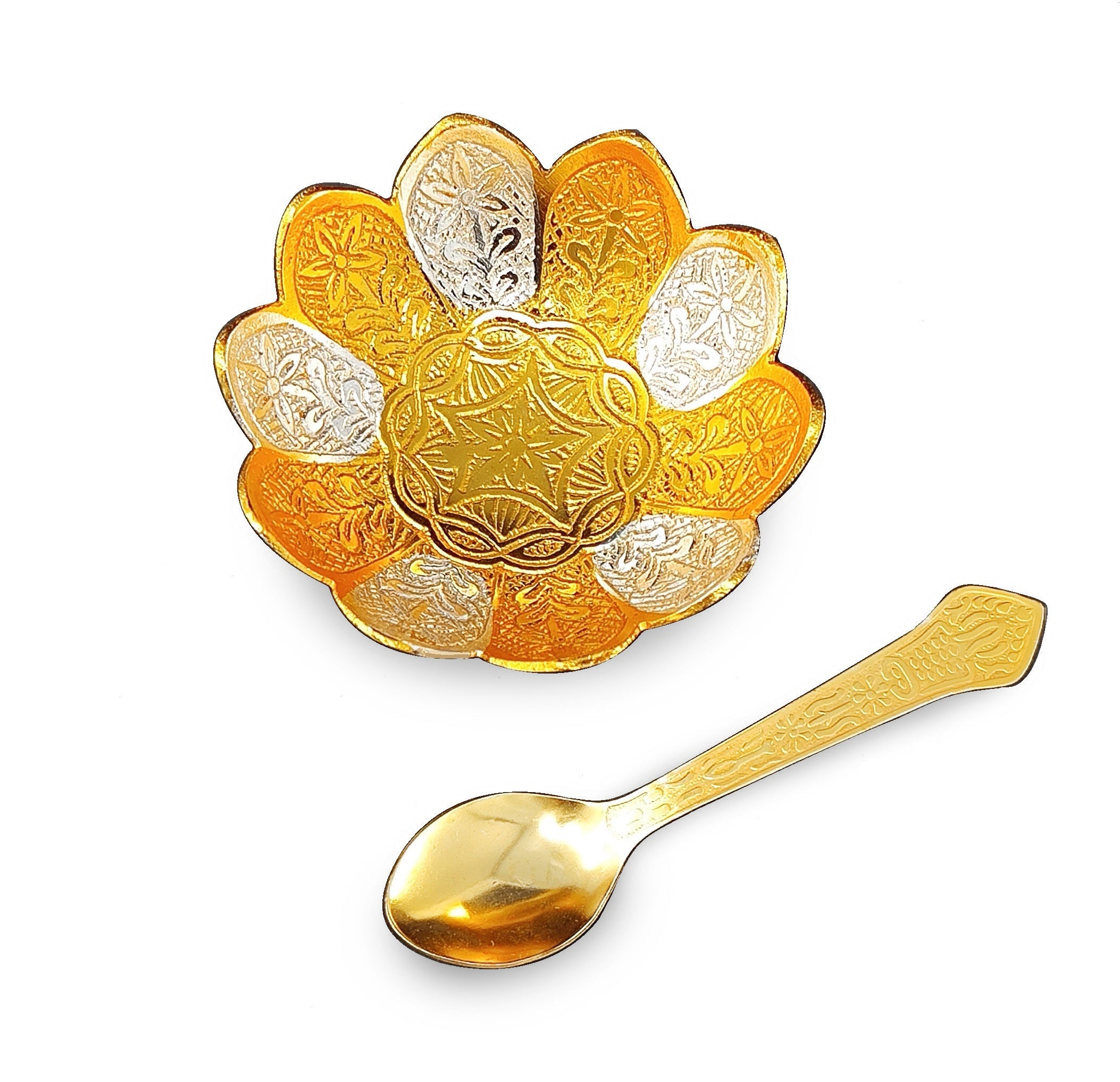 BENGALEN Gold & Silver Plated Bowl Spoon Set