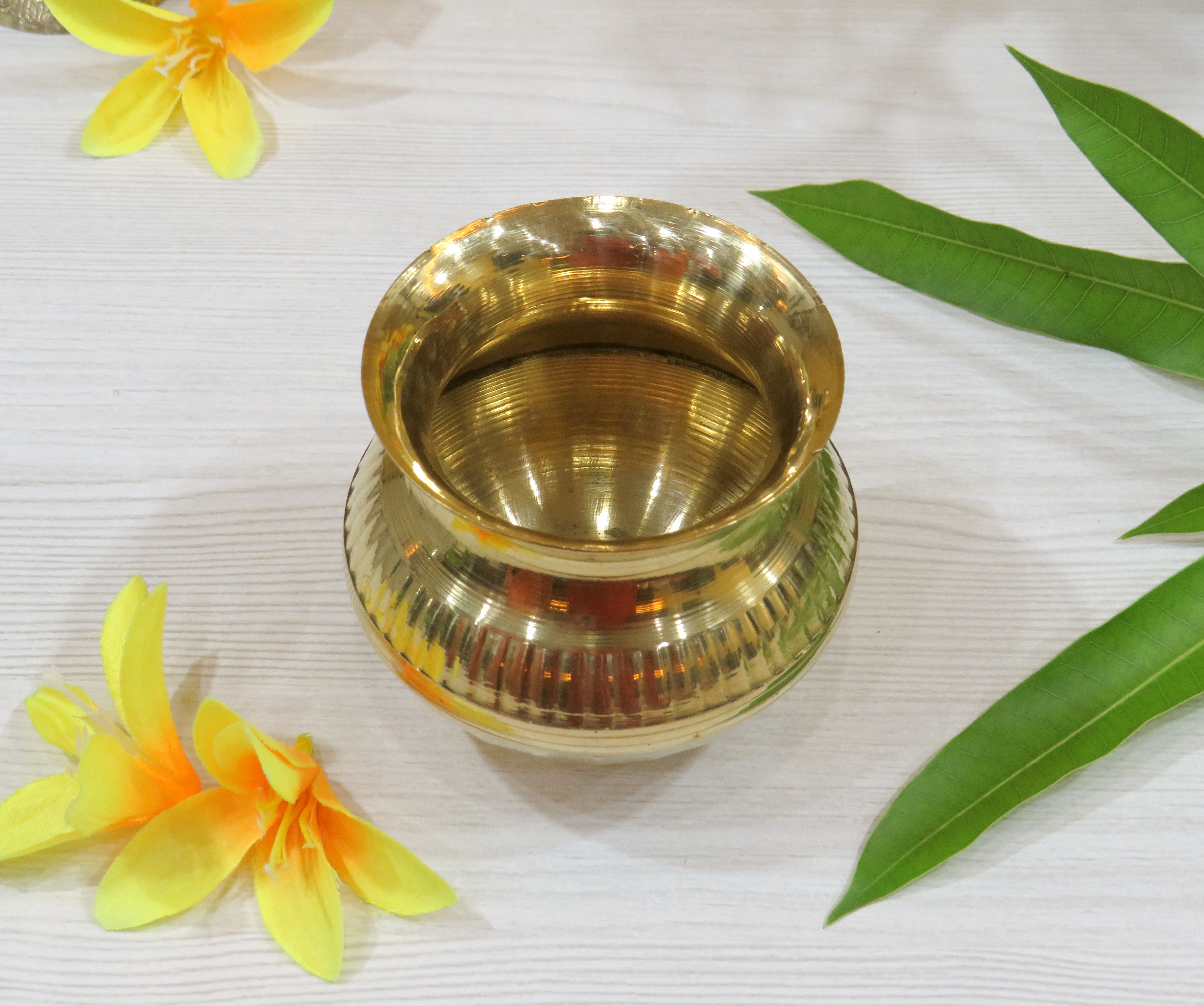 BENGALEN Brass Kalash Lota Gadwa Diamond Design Pooja Articles for Home Temple Decorative Puja Items for Poojan Purpose Return Gift