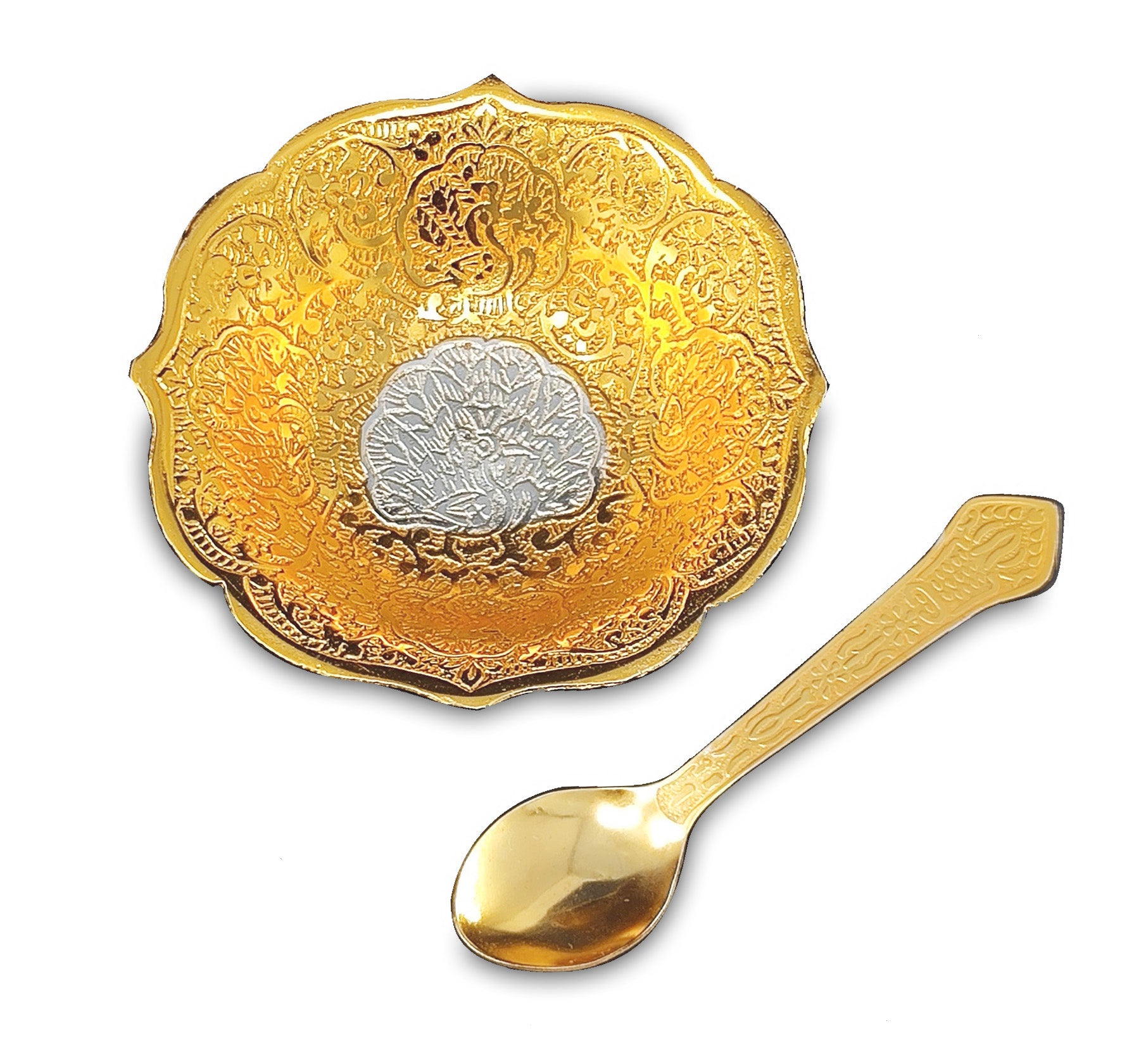 BENGALEN Gold & Silver Plated Bowl Spoon Set