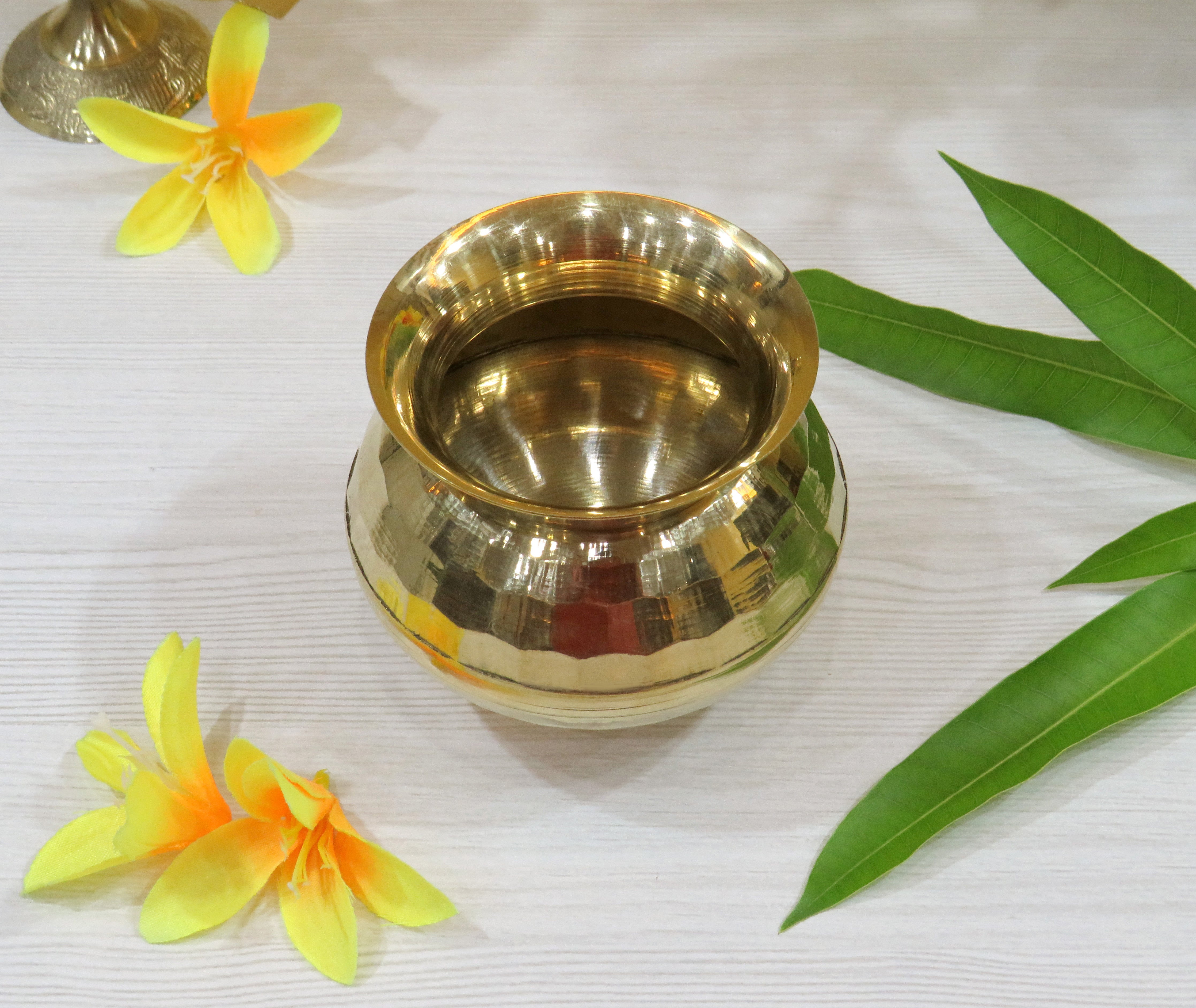 BENGALEN Brass Kalash Lota Gadwa Diamond Design Pooja Articles for Home Temple Decorative Puja Items for Poojan Purpose Return Gift