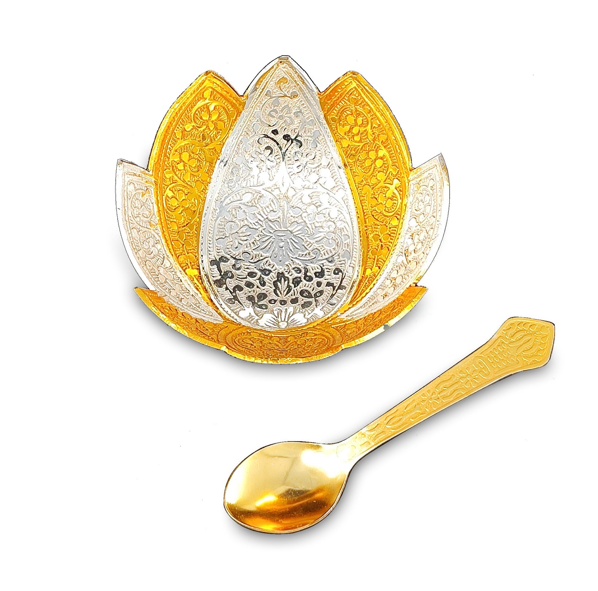 BENGALEN Gold & Silver Plated Bowl Spoon Set