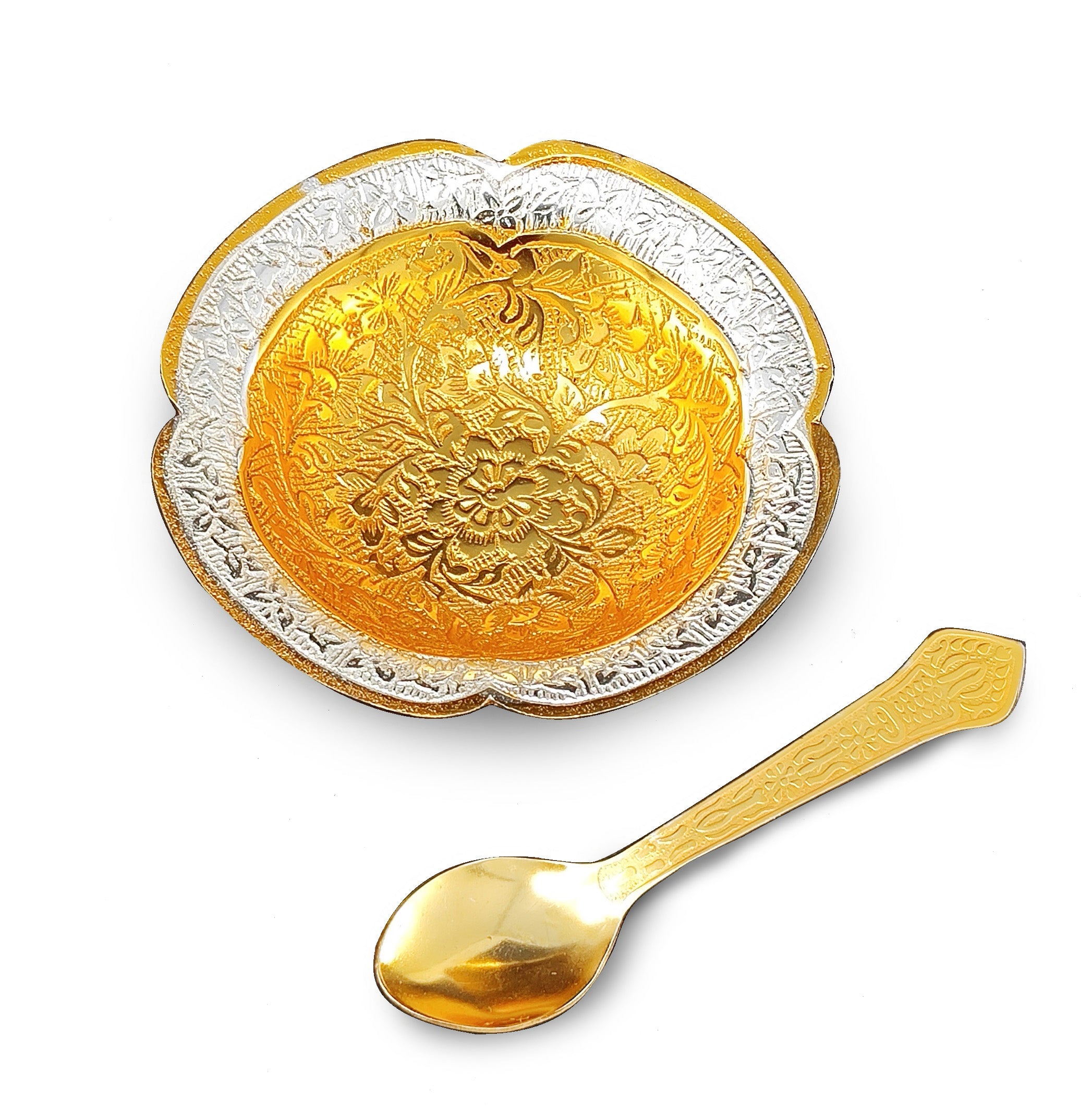 BENGALEN Gold & Silver Plated Bowl Spoon Set