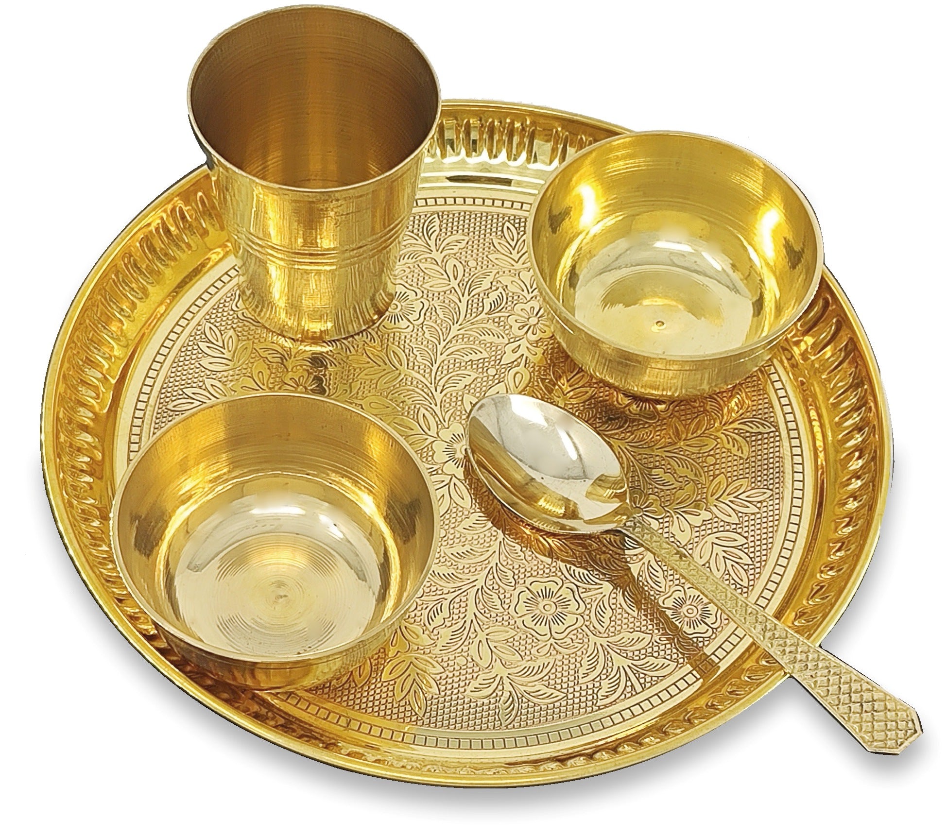 BENGALEN Baby Dinner Set Brass 8 Inch for Annaprashan Sanskar Rice Ceremony Gift for Girls Boys Kids Festive Birthday Return Home Decorative Gifts Items