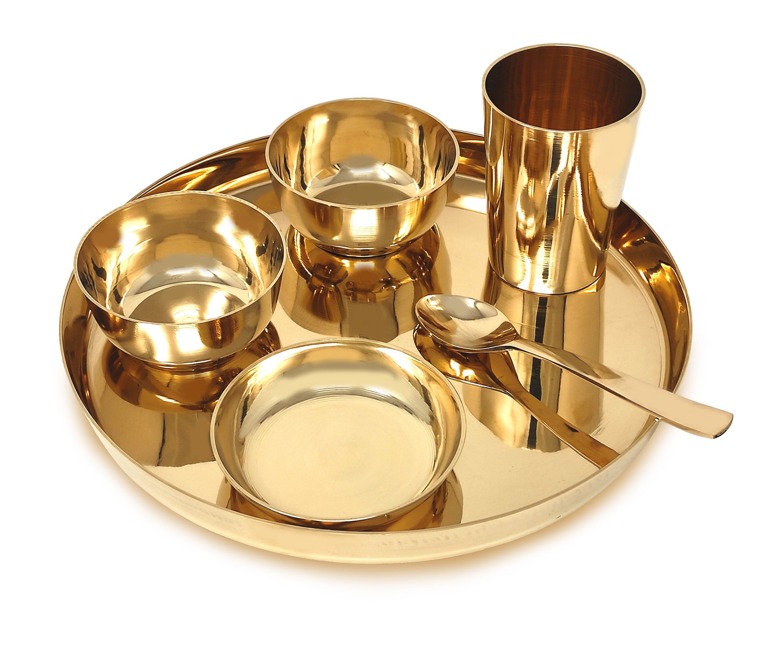 BENGALEN Brass Dinner Set 12 Inch for Adult Daily Use Annaprashan Sanskar Rice Ceremony Gift for Girls Boys Kids Festive Birthday Return Home Decorative Gifts Items