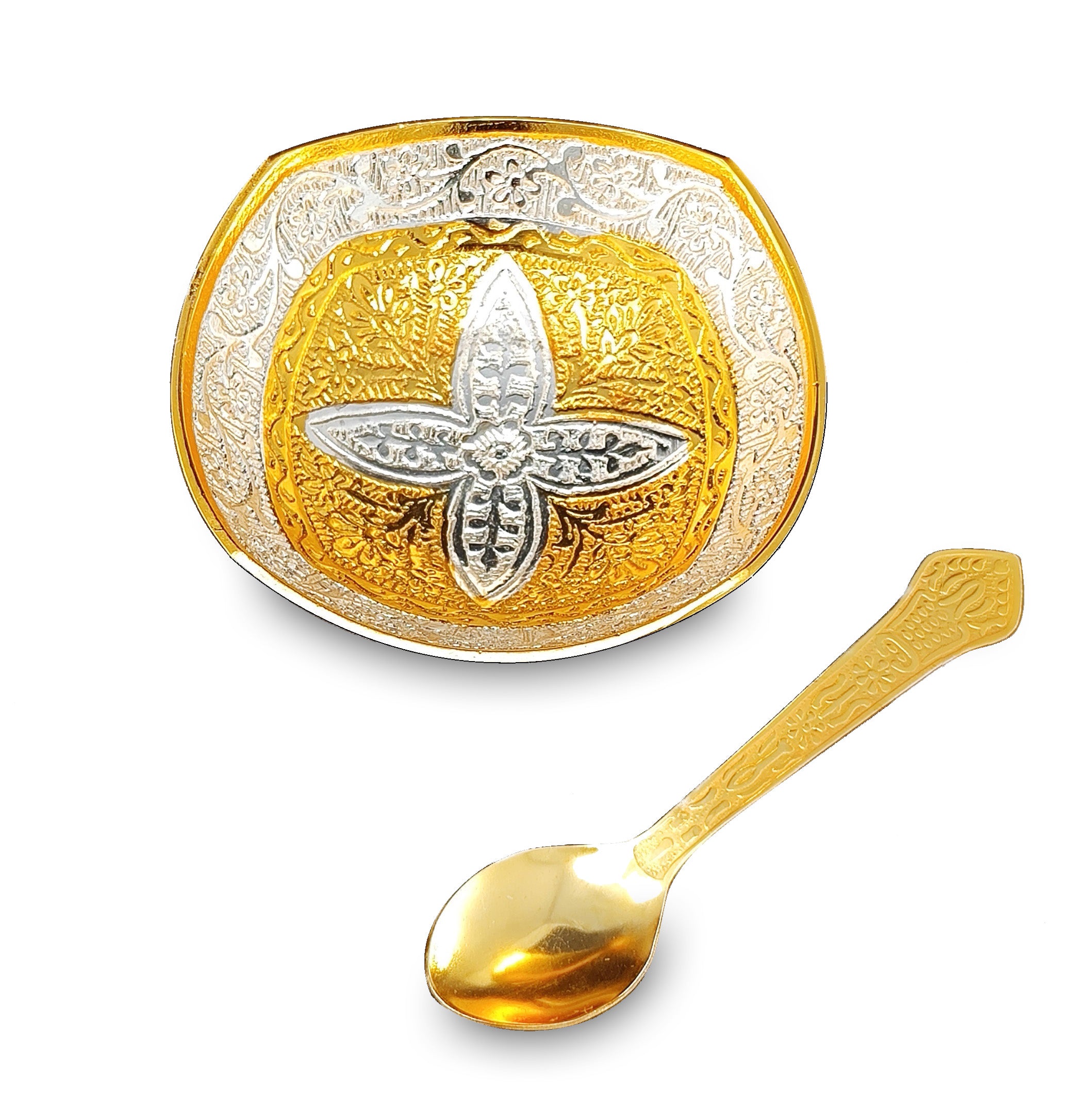 BENGALEN Gold & Silver Plated Bowl Spoon Set