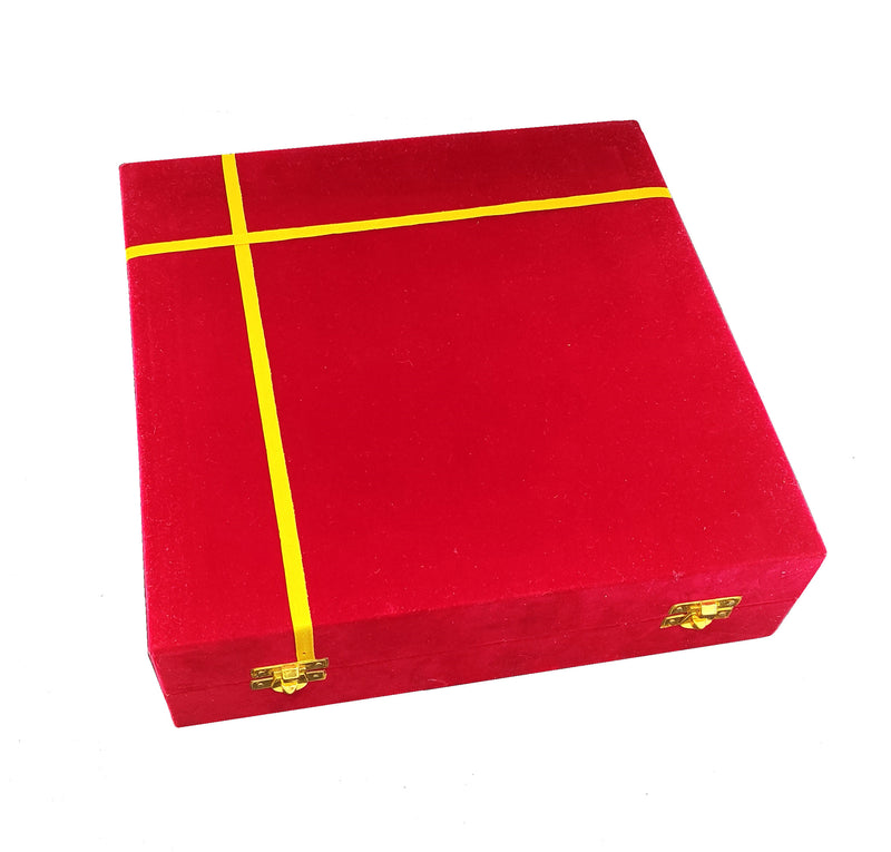 BENGALEN Pooja Thali Set Gold Plated with Gift Box 22 cm Designed Puja Plate Kalash Ghanti Bowl Spoon Dhup Dan Kuber Diya for Housewarming Diwali Wedding Gift Items