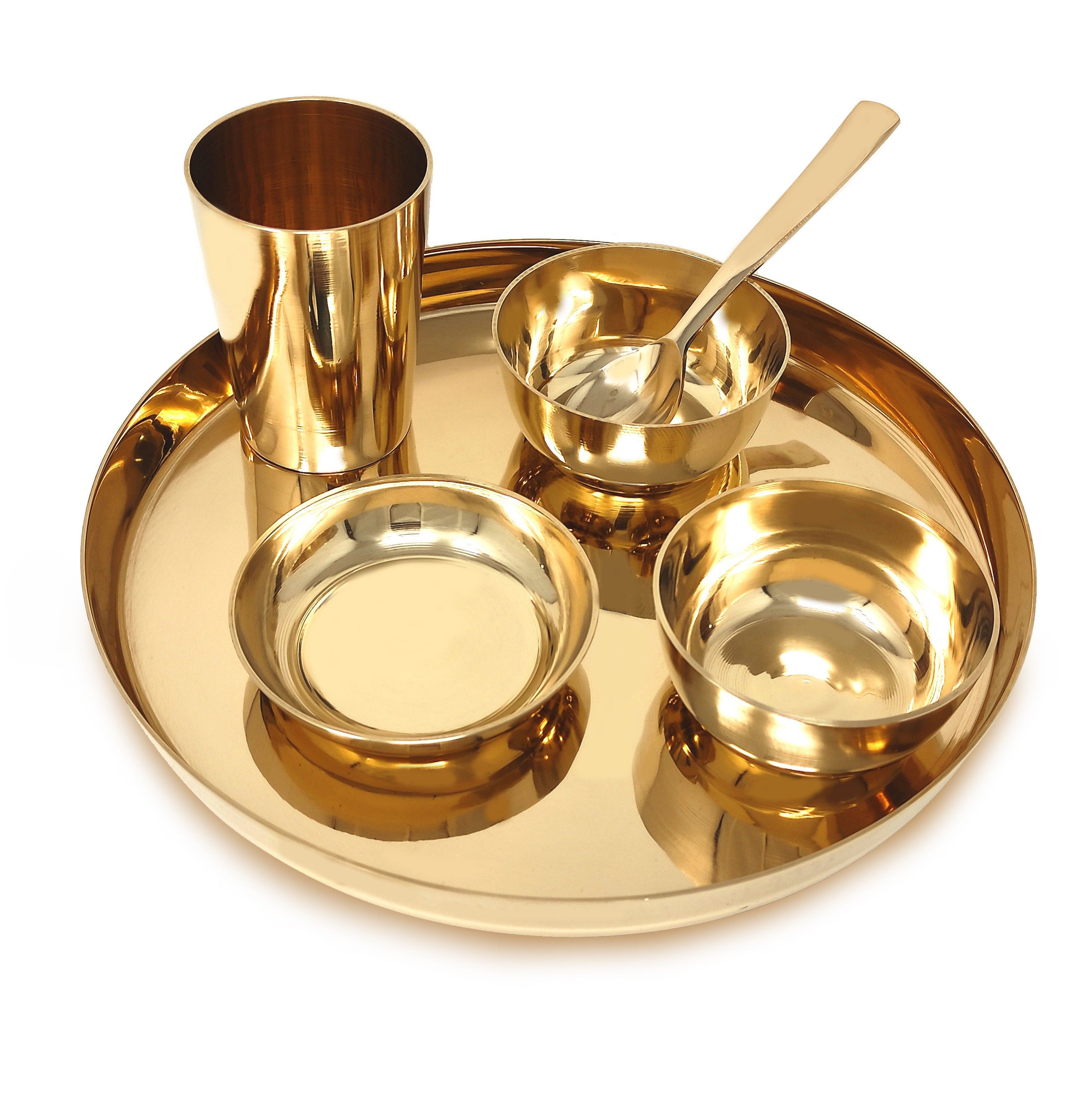 BENGALEN Brass Dinner Set 12 Inch for Adult Daily Use Annaprashan Sanskar Rice Ceremony Gift for Girls Boys Kids Festive Birthday Return Home Decorative Gifts Items