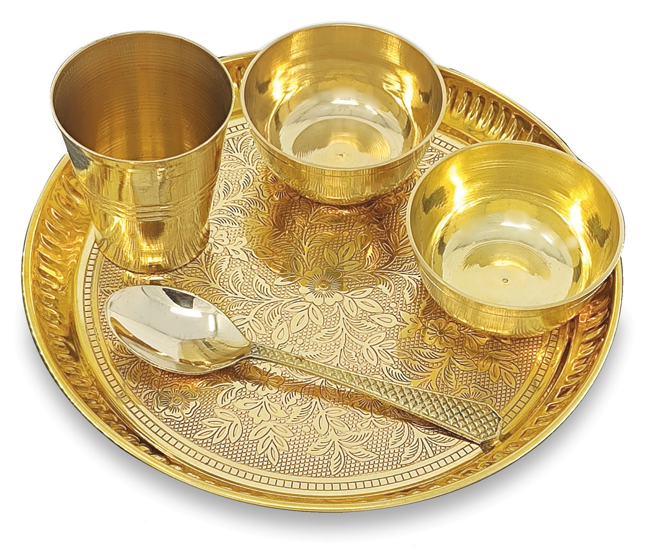 BENGALEN Baby Dinner Set Brass 8 Inch for Annaprashan Sanskar Rice Ceremony Gift for Girls Boys Kids Festive Birthday Return Home Decorative Gifts Items