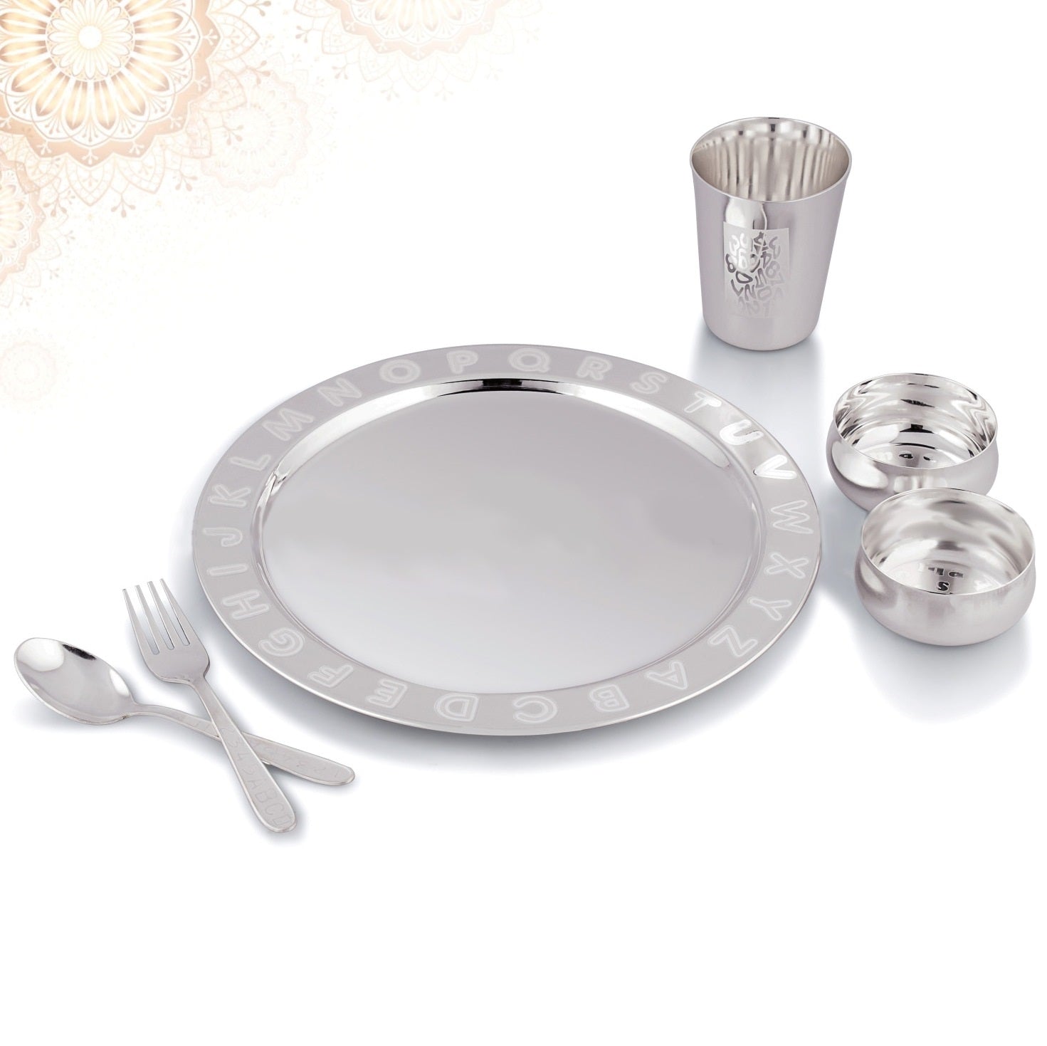 Bengalen Silver Plated Premium Baby Dinner Set for Gift Rice Ceremony Annaprashan Sanskar for Boys Girls Kids Birthday Return Festive Gift Items