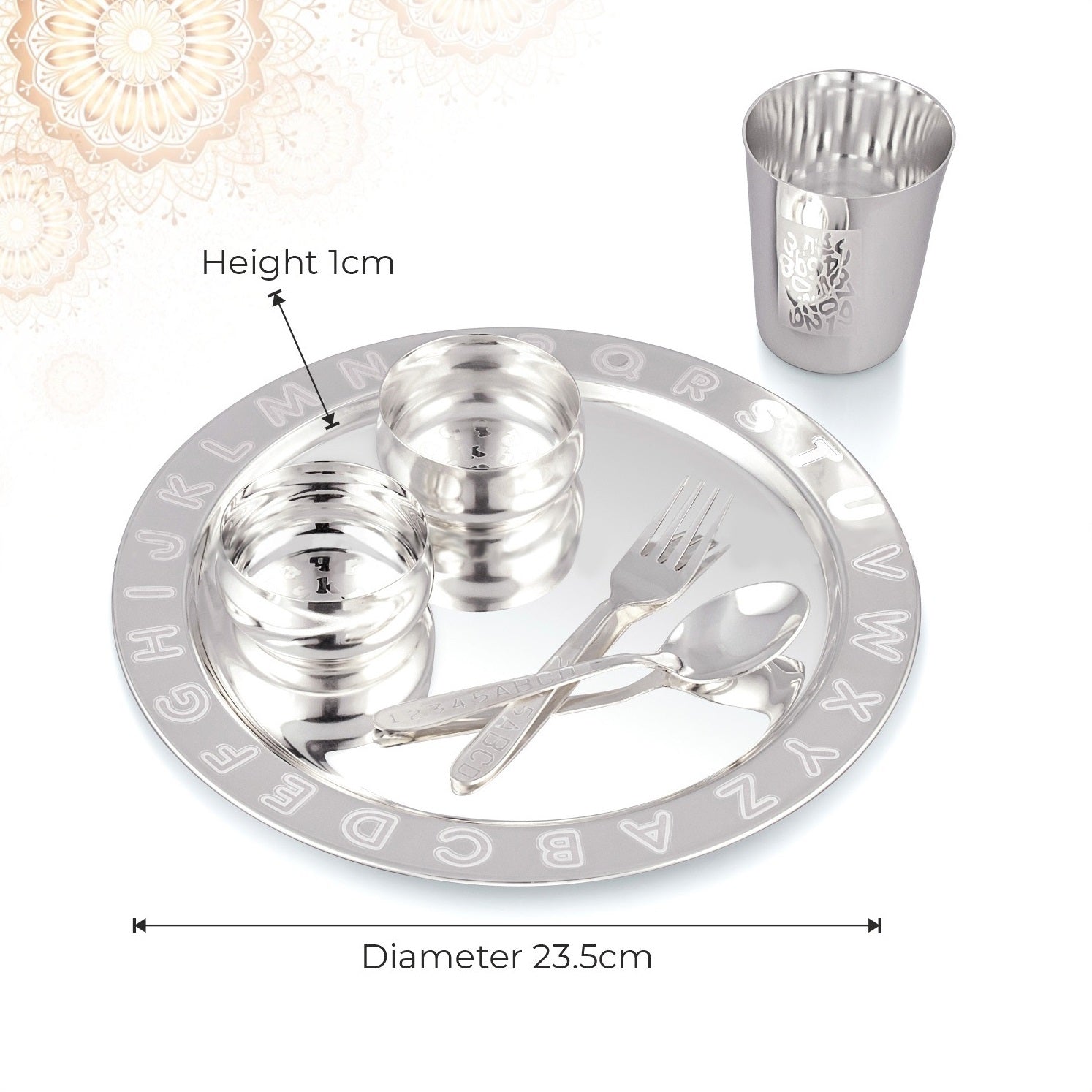 Bengalen Silver Plated Premium Baby Dinner Set for Gift Rice Ceremony Annaprashan Sanskar for Boys Girls Kids Birthday Return Festive Gift Items