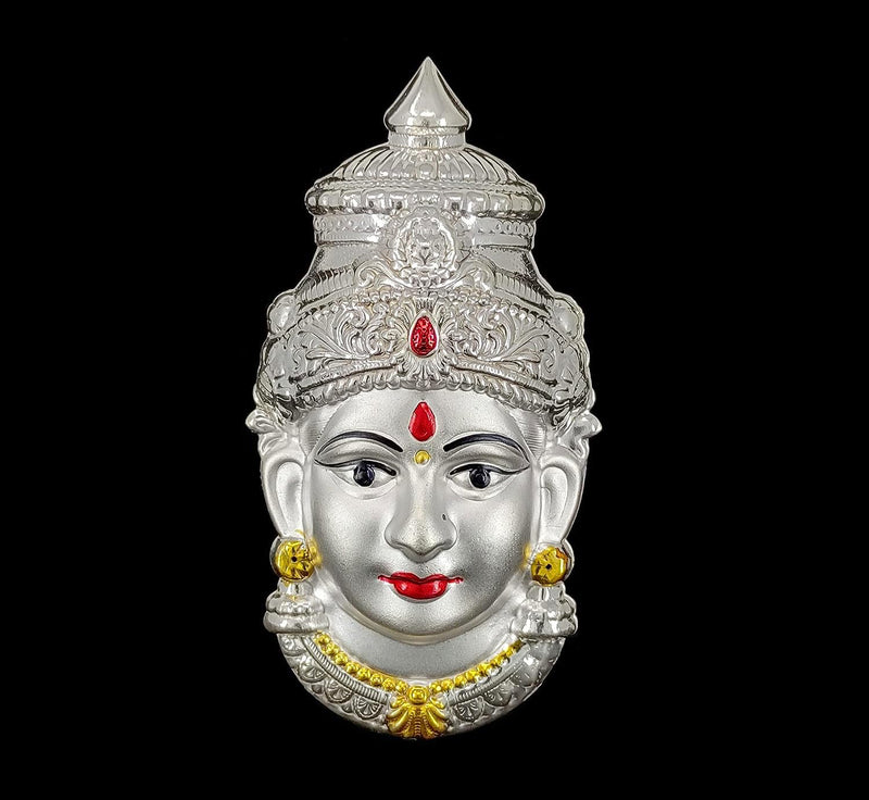 Bengalen Silver Plated Laxmi Mukhota Varalakshmi Idol Statue for Daily Pooja Occasion Puja Gift Items for Temple, Home, Office and Festive Season