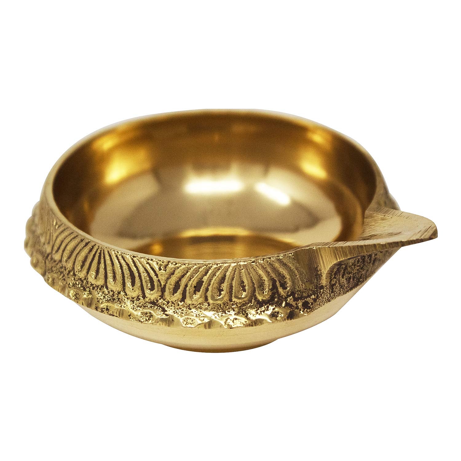 BENGALEN Kuber Diya Big Brass Handmade Oil Lamp with Golden Engraved Made of Virgin Brass Metal Diwali Diya Vilakku for Diwali Decoration Puja Traditional Indian Deepawali Pooja Gift Items