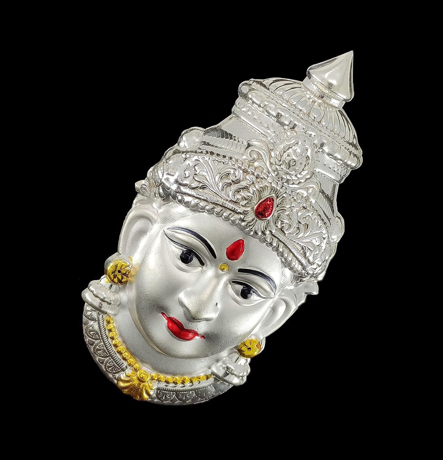 Bengalen Silver Plated Laxmi Mukhota Varalakshmi Idol Statue for Daily Pooja Occasion Puja Gift Items for Temple, Home, Office and Festive Season