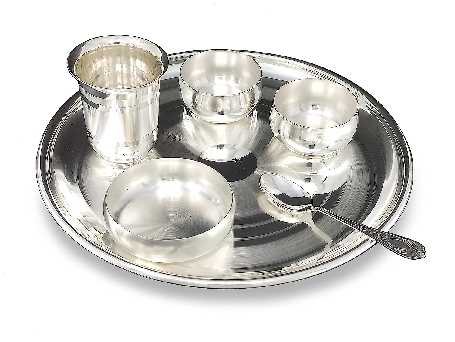 BENGALEN Baby Dinner Set 12 Inch Silver Plated for Annaprashan Sanskar Rice Ceremony Gift for Kids Boys Girls Birthday Home Decorative Festive Return Gift Items