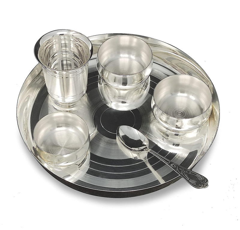 BENGALEN Silver Plated Baby Dinner Set 9 Inch for Annaprashana Sanskar Rice Ceremony Festive Gifts for Kids Boys Girls Birthday Home Decorative Return Gift Items