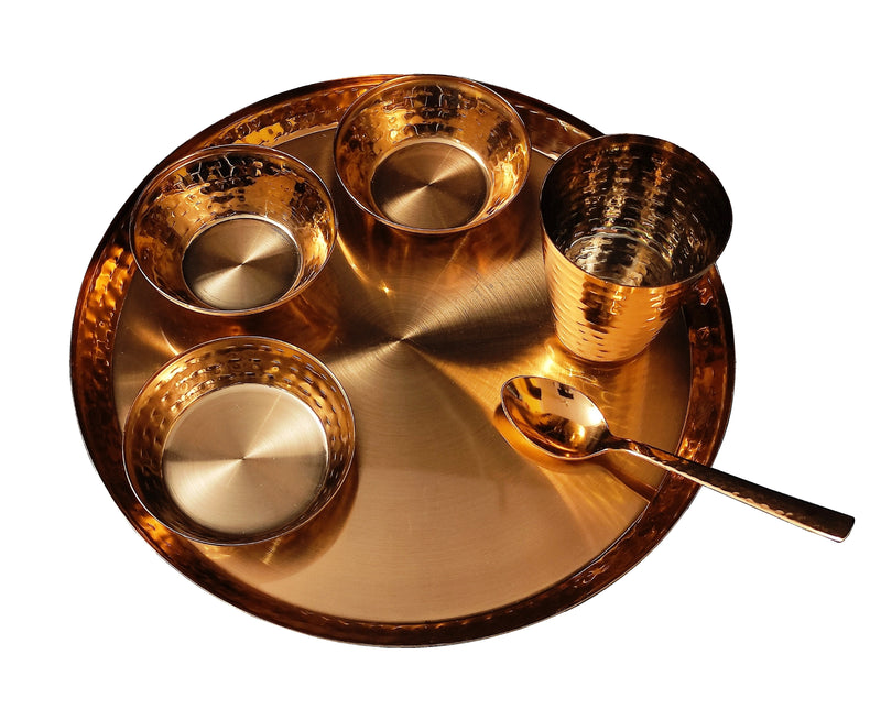 Bengalen Rose Gold Plated Dinner Set for Gift Rice Ceremony Annaprashan Sanskar Birthday for Boys Girls Home Decorative Festive Return Items