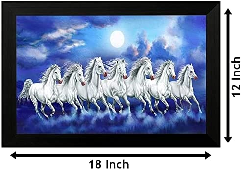 Nobility Seven Lucky Running Horses Painting Vastu Wall Art Decoration for Home, Living Room, Office, Gift for Friends or Family