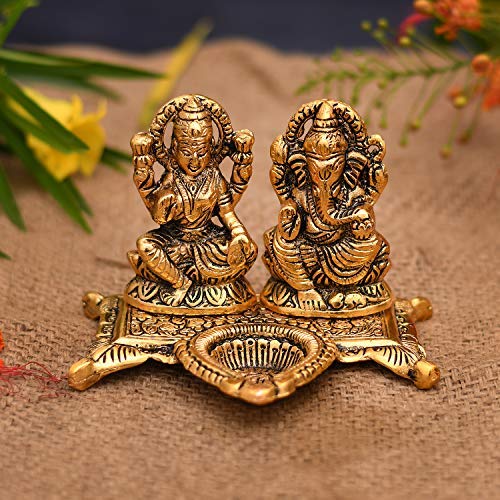 Bengalen Laxmi Ganesh Idol Showpiece Statue Diya Gift for Diwali, Home, Temple, Office, Mandir