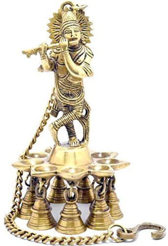 Bengalen Krishna Brass Hanging Diya with Bells