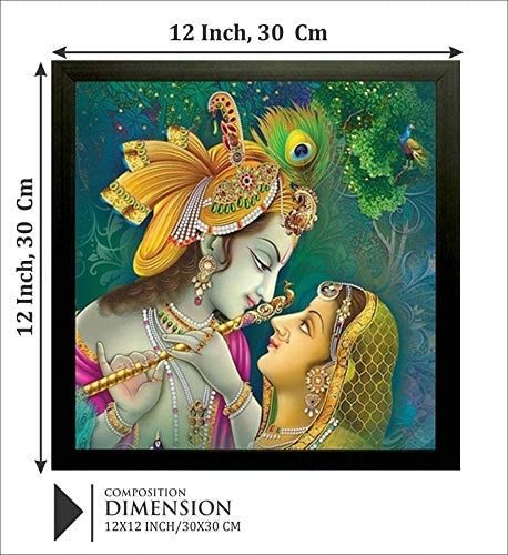 Nobility Radha Krishna Framed Painting UV Textured Design Religious Wall Art Decor Showpiece Figurine Idol Statue
