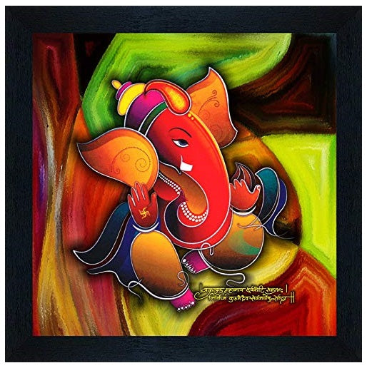 Nobility Ganesha UV Coated Multi-Effect Digital Reprint Painting Wall Art Statue