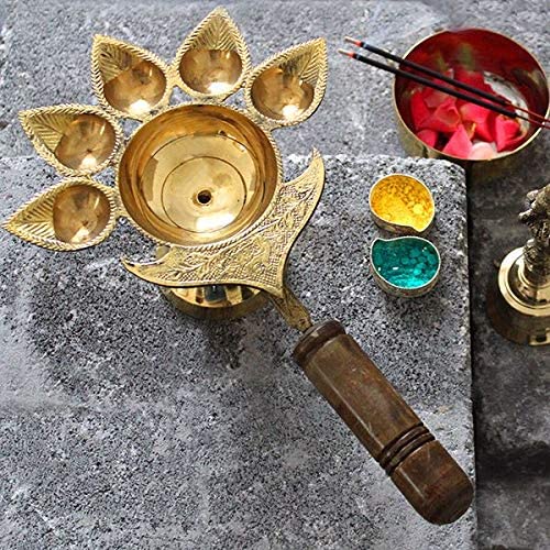 Bengalen Brass Panch Arti Diya for Pooja