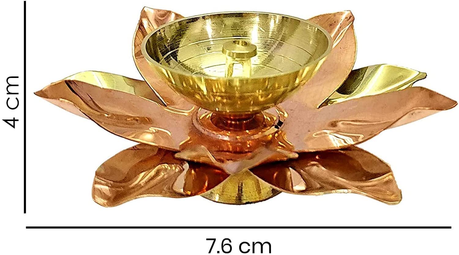 Bengalen Brass Copper Lotus Flower Diya Petal Kamal Shape Metal Deepak Traditional Indian Diwali Deepawali Puja Pooja Vilakku Dia Home Temple Decoration