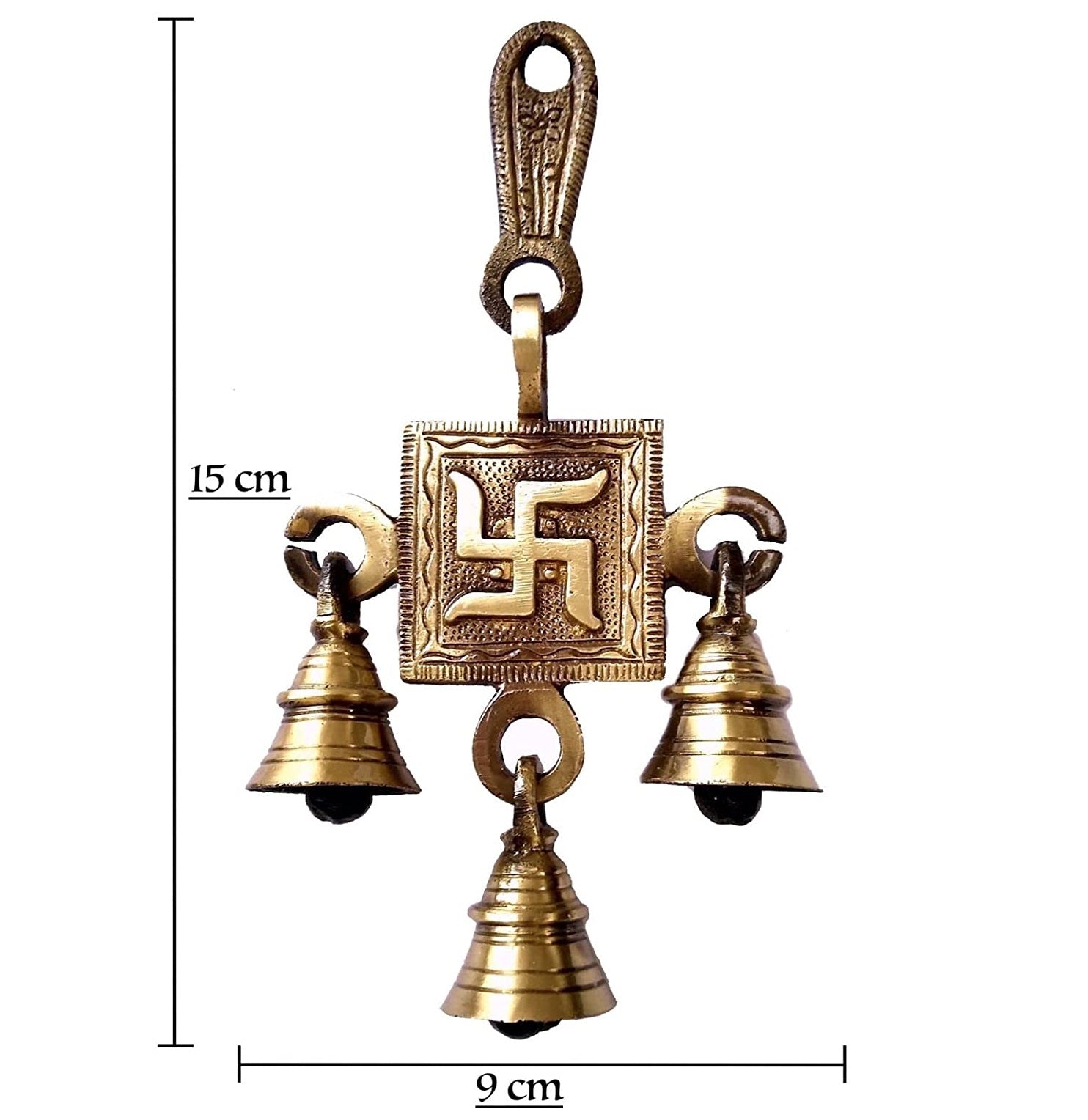 Bengalen Brass Swastik Bells Wall Hanging Idol Decorative Showpiece Antique Finish Wall Art Decor Statue