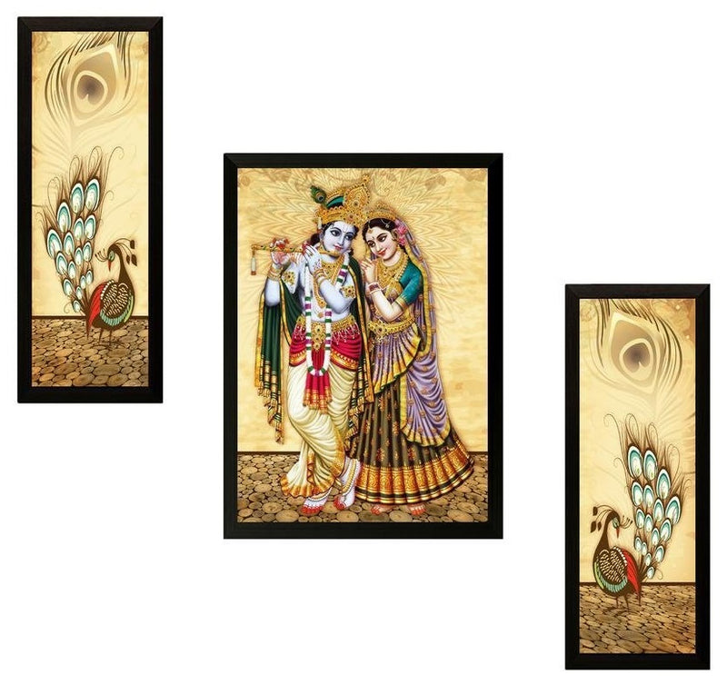 Nobility Radha Krishna Framed Painting UV Textured Design Religious Wall Art Decor