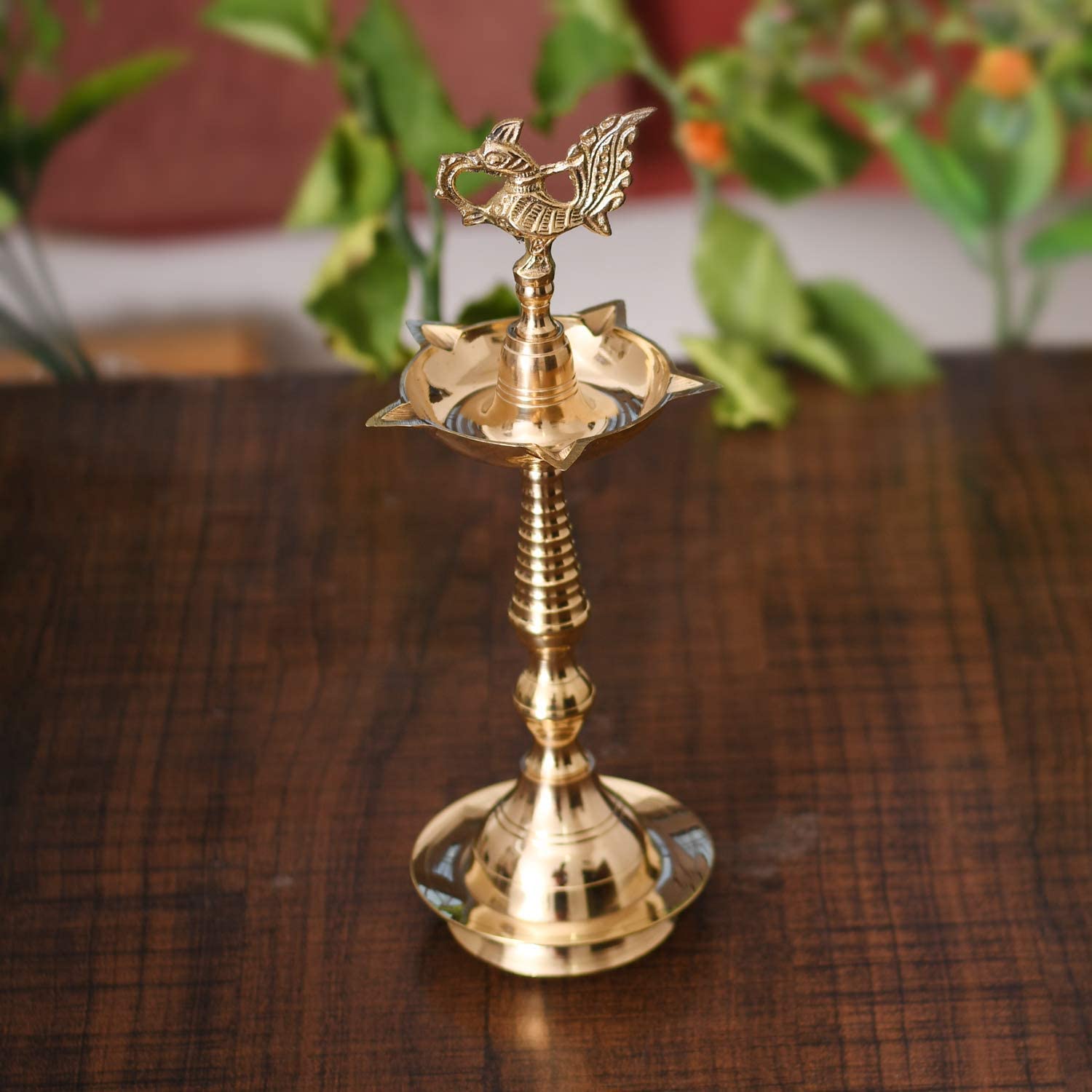 Bengalen Brass Peacock Mahabharat Diya Oil Traditional Samai Diya for Diwali Puja Kerela Deepak