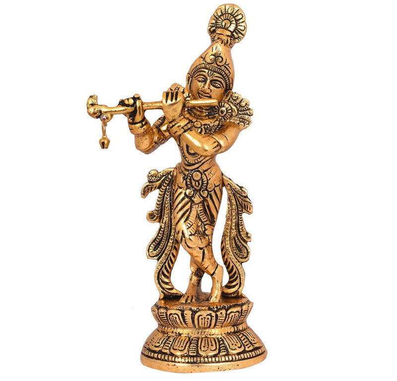 Bengalen Metal Gold Plated Krishna Idol Statue