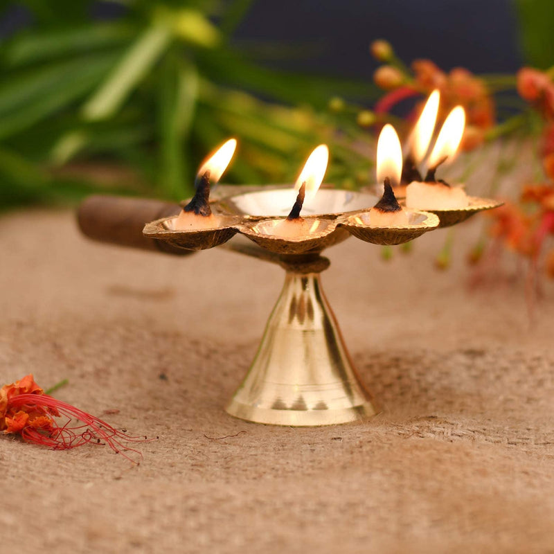 Bengalen Brass Panch Arti Diya for Pooja
