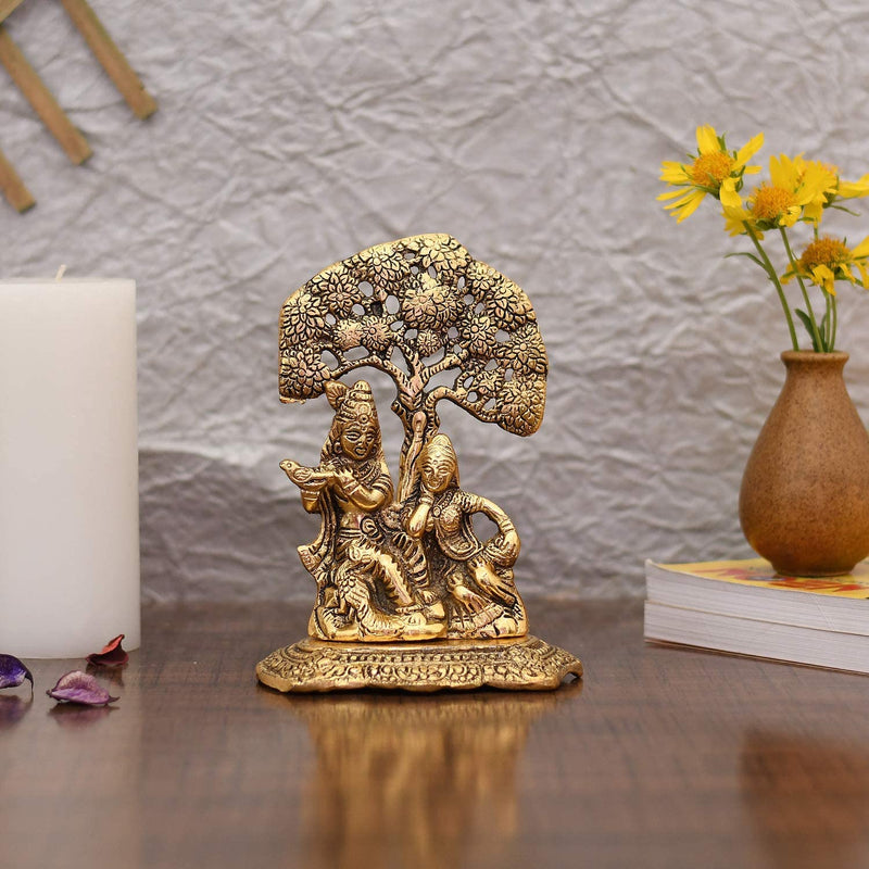 Bengalen Metal Gold Plated Radha Krishna Idol Statue