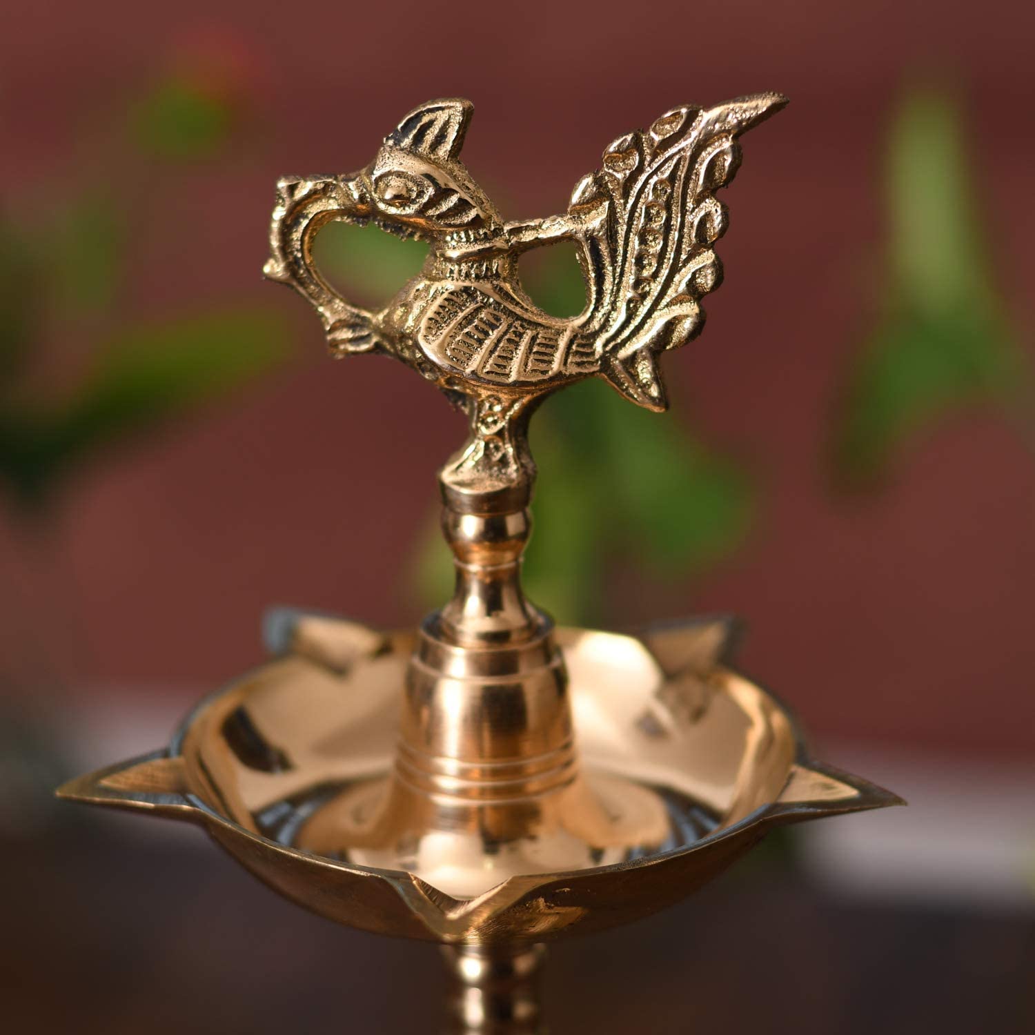 Bengalen Brass Peacock Mahabharat Diya Oil Traditional Samai Diya for Diwali Puja Kerela Deepak