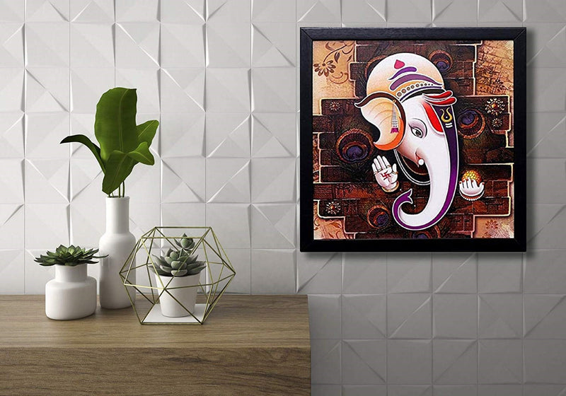 Nobility Ganesha Framed Painting Ganesh Wall Art Decor Statue Idol Decoration for Home, Living Room, Office, Gift for friends or family