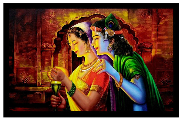 Nobility Radha Krishna Painting Synthetic Wood UV Art Paintings Wall Art