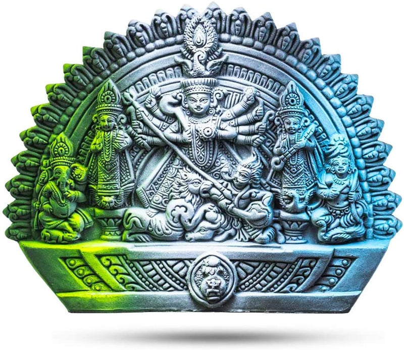 বেঙ্গল টেরাকোটা দেবী মা দুর্গা দেবী মূর্তি পরিবারের সাথে দুর্গা মূর্তি 