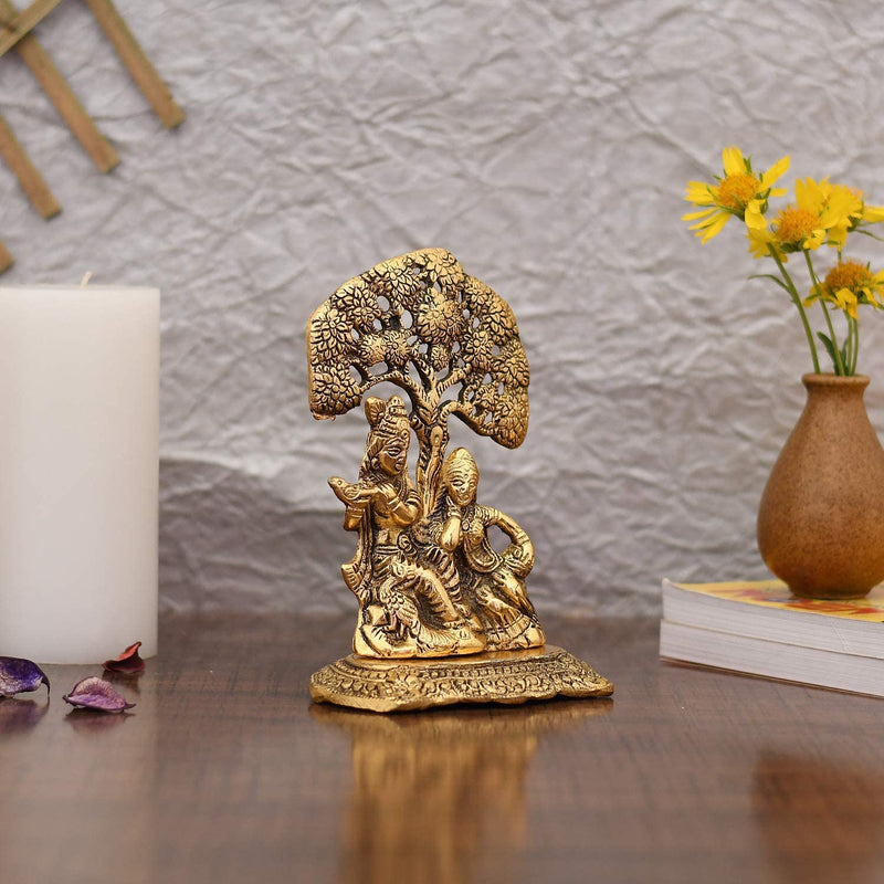 Bengalen Metal Gold Plated Radha Krishna Idol Statue