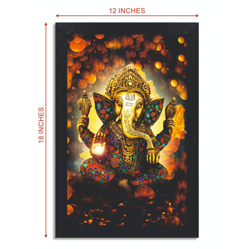 Nobility Ganesha Framed Painting Ganesh Wall Art Decor Statue Idol Decoration for Home, Living Room, Office, Gift for Friends or Family